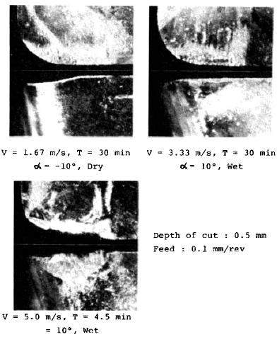 και πρόωση 0.1 mm/rev. Παρατηρούμε ότι οι δύο καμπύλες παρουσιάζουν αρκετές ομοιότητες, αλλά στην περίπτωση του Ti-5Al-2.