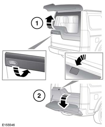 Είσοδος στο όχημα 1. Απασφάλιση επάνω πόρτας χώρου αποσκευών: Πατήστε για να την απασφαλίσετε και κατόπιν σηκώστε την πόρτα του χώρου αποσκευών για να ανοίξει.
