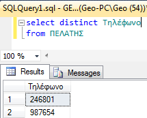 13 Εοώςημα με DISTINCT ρςξμ SQL Server 2012 (1/2) Να δοκοφν οι μοναδικζσ