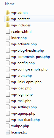 3.6.1. Η δοµή των φακέλων Φάκελος εφαρµογών (Application Directory) Αρχεία πυρήνα (core files), όπως wpsettings.php,