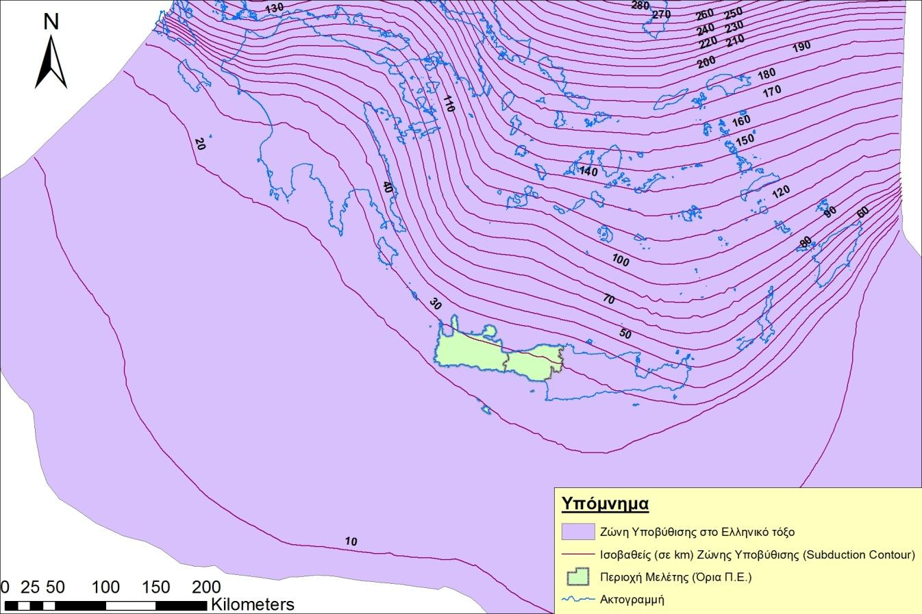 Κεφάλαιο 3 Χάρτης 3-8: Ζώνη υποβύθισης ελληνικού τόξου (Subduction Zone) 3.2.