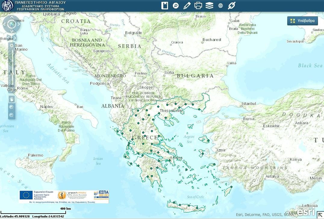 5. WebGIS Viewer (Υποσύστημα χαρτογραφικής απεικόνισης) Σκοπός του Υποσυστήματος χαρτογραφικής απεικόνισης είναι να παρέχει τη δυνατότητα τεκμηρίωσης, οργάνωσης, αναζήτησης, προεπισκόπησης,