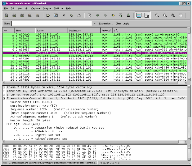 Μεταβολή παραθύρου καταλόγου πακέτων του Wireshark (2/3)