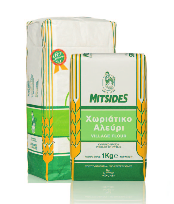 1 kg bags 5 kg bags n RETAIL FLOUR 803 Village Flour Χωριάτικο Αλεύρι n Υellow, high protein, durum wheat flour. Ideal for traditional Cyprus bread, pies and snacks.