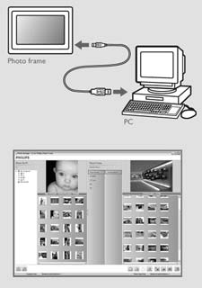1.2.7 Αντιγραφή φωτογραφιών από υπολογιστή Για Windows PC (2000 & XP): Για να αντιγράψετε φωτογραφίες από PC στο PhotoFrame, εγκαταστήστε το PhotoFrame manager στο PC Για εγκατάσταση και περισσότερες
