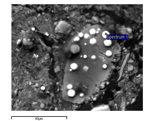 Εικόνα 72: Σιδηροπυρίτης στο δείγμα ΑΤΑ3a (εικόνα οπίσθιας σκέδασης από τον SEM- EDS).