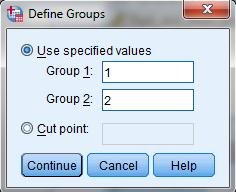 Στη συνεχεία επιλεγούμε Define Groups και θέτουμε τις τιμές για να διαχωρίσουμε δυο ομάδες της μεταβλητής price.