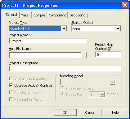 Ιδιότητες του Project (Project Properties): Είναι γενικές ιδιότητες που αφορούν το project μας όπως το όνομα, η έκδοση, το όνομα του αρχείου βοηθείας, τα