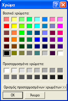 Κάνοντας κλικ στο Κυκλώματος εμφανίζεται ένα ColorDialog ώστε να επιλέξουμε το χρώμα που θέλουμε. Βλ Σχήμα 4.3.