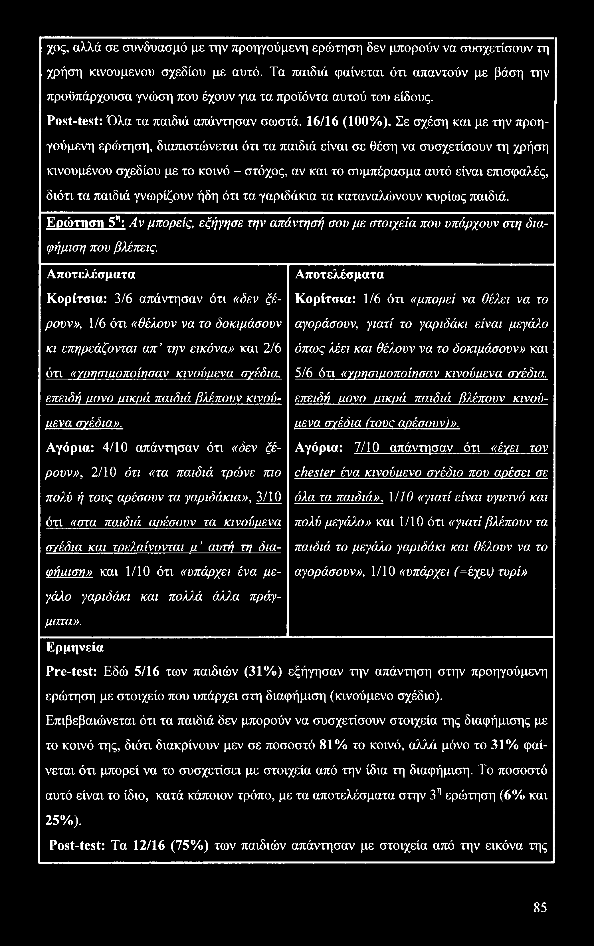 χος, αλλά σε συνδυασμό με την προηγούμενη ερώτηση δεν μπορούν να συσχετίσουν τη χρήση κινούμενου σχεδίου με αυτό.