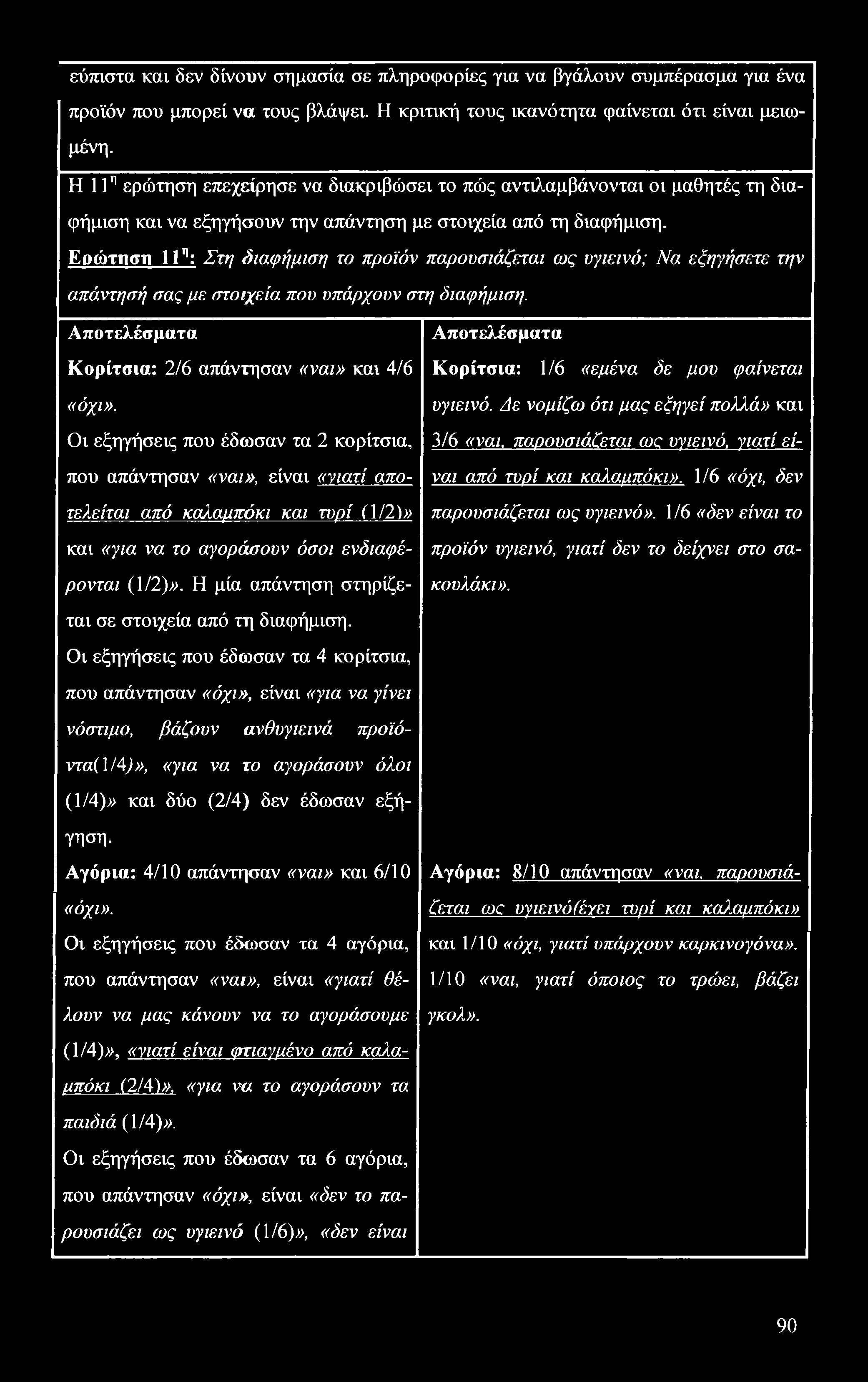 εύπιστα και δεν δίνουν σημασία σε πληροφορίες για να βγάλουν συμπέρασμα για ένα προϊόν που μπορεί να τους βλάψει. Η κριτική τους ικανότητα φαίνεται ότι είναι μειωμένη.