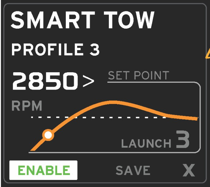 Περιοχή βοηθητικών δεδομένων Smart Tow Ενότητα 5 - Οθόνη πλοήγησης Η προεπιλεγμένη βοηθητική οθόνη του Smart Tow σας επιτρέπει να επιλέγετε, ορίζετε και τροποποιείτε ρυθμίσεις στα χαρακτηριστικά του