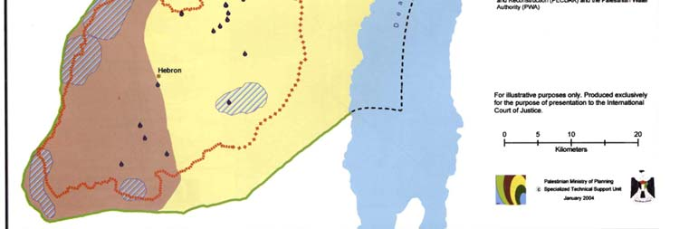 7 ος Χάρτης: Το Τείχος και οι Υδάτινοι Πόροι 2004 Η μέση ημερήσια επιτρεπόμενη κατανάλωση νερού από τους Παλαιστίνιους για οικιακή χρήση είναι 60 lt.