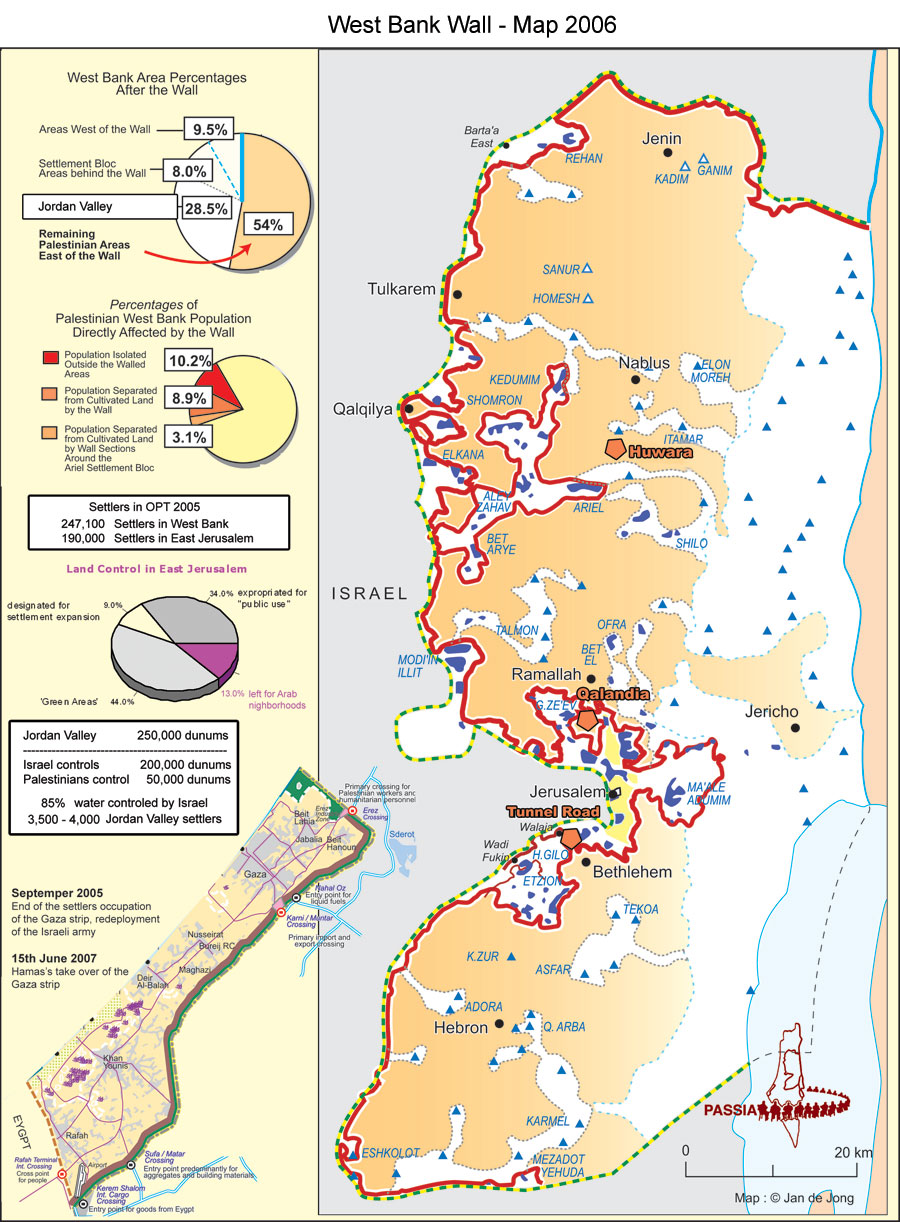 10 ος Χάρτης: Γενικές δημογραφικές επιπτώσεις του Τείχους στη Δυτική Όχθη 2006 Διαμόρφωση των παλαιστινιακών εδαφών στην Δυτική Όχθη