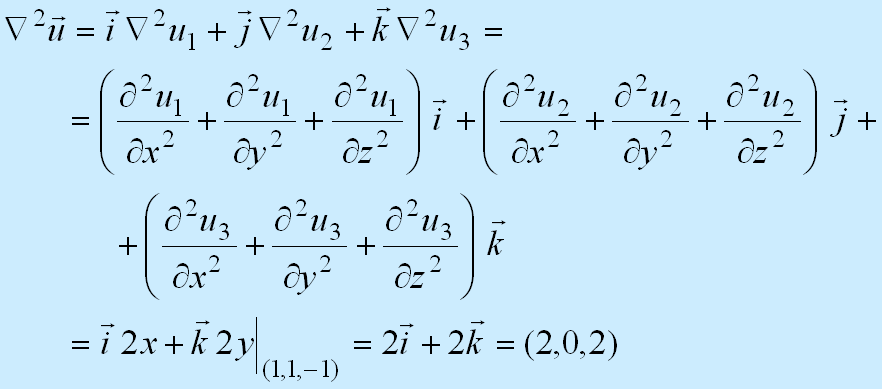 ίνεται η διανυσµατική συνάρτηση u = i xy + j xyz + k yz Να βρεθούν η απόκλιση (div), η περιστροφή (ot ή cul) και η λαπλασιανή ( ) της στο σηµείο (1, 1, -1) ίνεται η διανυσµατική συνάρτηση u = i xy +