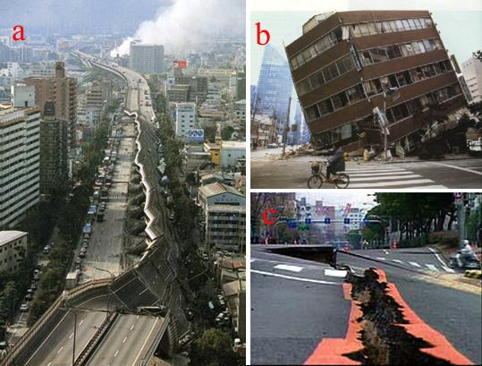 Εικόνα 5.33. Καταστροφές σε αυτοκινητόδρομους (a,c) και σε κτίρια (b) με το σεισμό του Kobe. IZMIT -DULCE, 1999 Ο σεισμός που έπληξε την βορειοδυτική Τουρκία το 1999 είχε μέγεθος Μ=7.