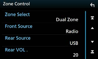 Έλεγχος Ήχου Έλεγχος ζώνης Μπορείτε να επιλέξετε διαφορετικές πηγές για τις μπροστινές και τις πίσω θέσεις του οχήματος. 1 Πατήστε το πλήκτρο <MENU>/ κουμπί έντασης ήχου.