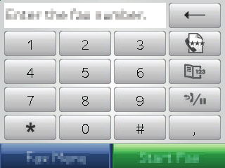 3. Στην αρχική οθόνη του πίνακα ελέγχου της συσκευής, πατήστε το κουμπί Φαξ. 4. Χρησιμοποιήστε το πληκτρολόγιο για να εισαγάγετε τον αριθμό του φαξ. 5. Πατήστε το κουμπί Έναρξη φαξ.