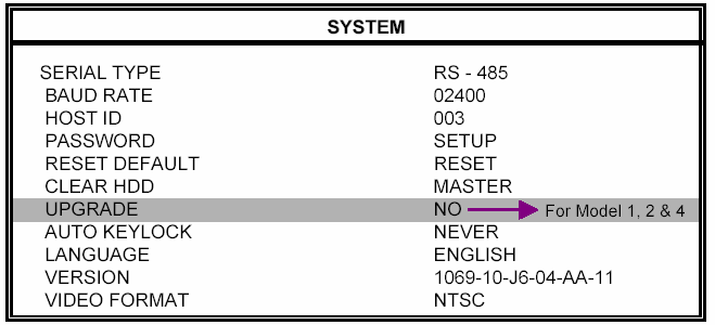 4.11 ΕΞΕΛΙΓΜΕΝΕΣ ΡΥΘΜΙΣΕΙΣ: SYSTEM (ΡΥΘΜΙΣΕΙΣ ΣΥΣΤΗΜΑΤΟΣ): Κινείστε τον κέρσορα στην επιλογή SYSTEM και πιέστε ENTER. Στην οθόνη θα εµφανιστούν οι ακόλουθες επιλογές.