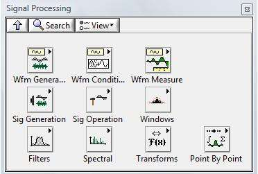 1. Το Πακέτο Εργαλείων Επεξεργασίας Σήματος του LabVIEW Το πακέτο εργαλείων του LabVIEW για την επεξεργασία σήματος Signal Processing (Εικ.