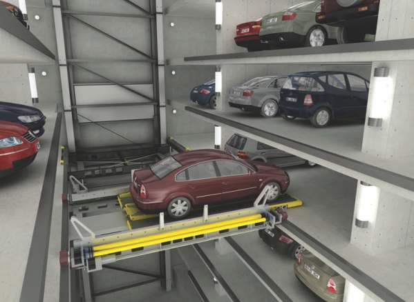 (betonska konstrukcija bez paleta) Automatski sustav za parkiranje od 50 do više od 300 automobila, za visoke objekte sa betonskom konstrukcijom.