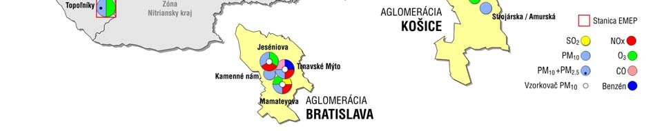 Obr. 1 Stanice NMSKO monitorujúce prízemný ozón Regionálny program na