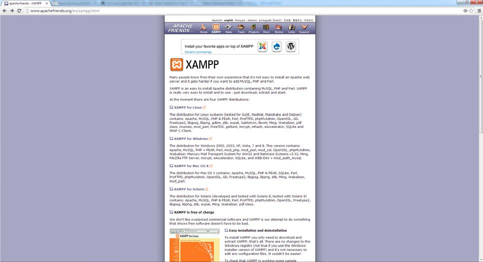 4.3 Απαιτήσεις και χαρακτηριστικά του ΧΑΜPP Tο XAMPP απαιτεί μόνο ένα zip, πίσσα ή exe αρχείο που θα κατεβάσει και να τρέξει, και μικρή ή δεν διάρθρωση των επιμέρους στοιχείων που συνθέτουν τον web