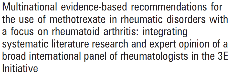 751 ρευματολόγοι από 17 χώρες (Ευρώπη, Αμερική, Αυστραλία) κατέθεσαν τις απόψεις τους σχετικά με τη χρήση της ΜΤΧ στη ρευματοειδή αρθρίτιδα μετά από διεξοδική έρευνα της βιβλιογραφίας και κατέληξαν