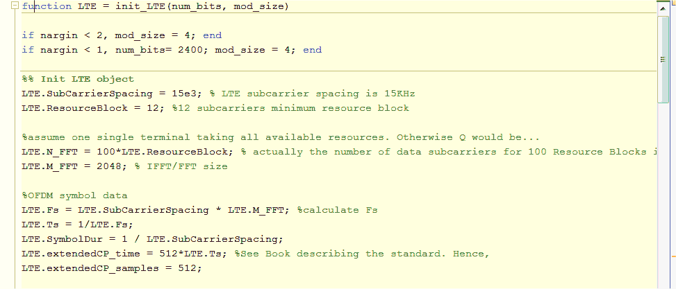 Ζεύξη OFDM τύπου LTE σε Matlab Αρχικοποίηση OFDM (Ορίζεται ως μεταβλητή