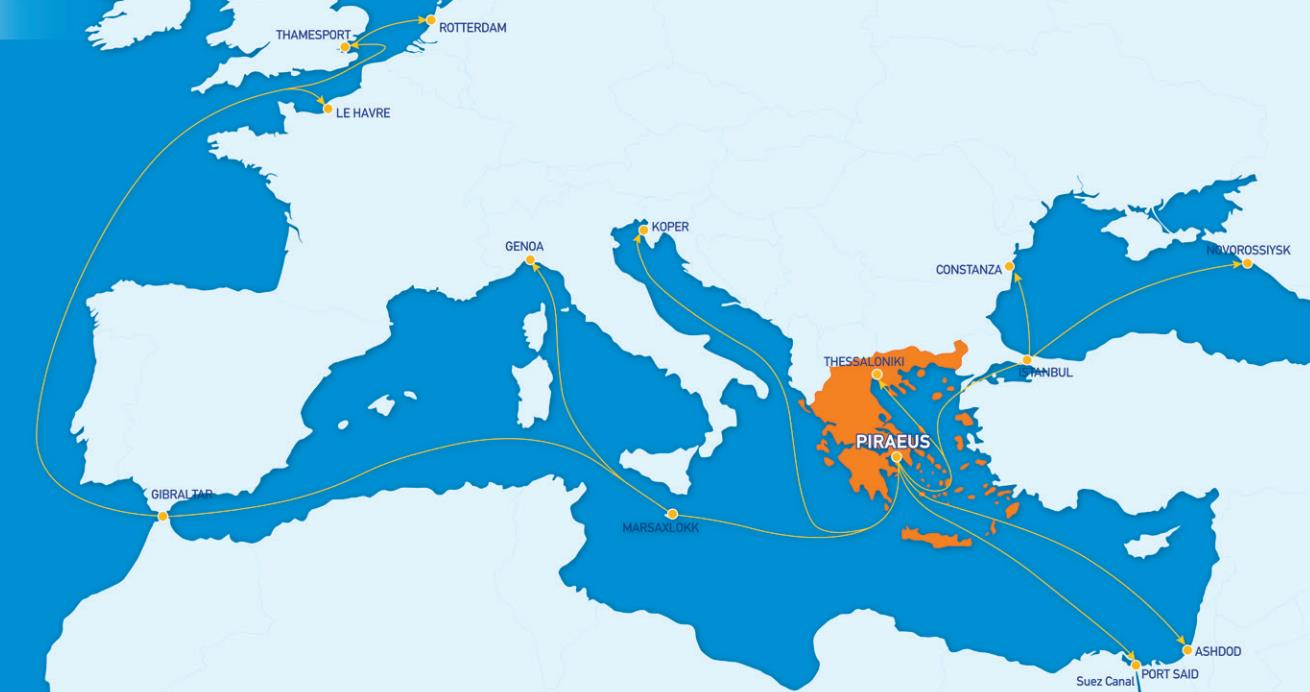 Πηγή: Οργανισμός Λιμένων Πειραιώς [29] Το λιμάνι του Πειραιά, το μεγαλύτερο λιμάνι της χώρας και ένα από τα μεγαλύτερα της Μεσογείου, αποτελεί κομβικό σημείο επικοινωνίας της νησιωτικής Ελλάδας με