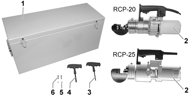 Παραδιδόμενο υλικό RCP 20, 25 4 Παραδιδόμενο υλικό Συσκευή με κεφαλή κοπής Η συσκευή παραδίδεται έτοιμα συναρμολογημένη.