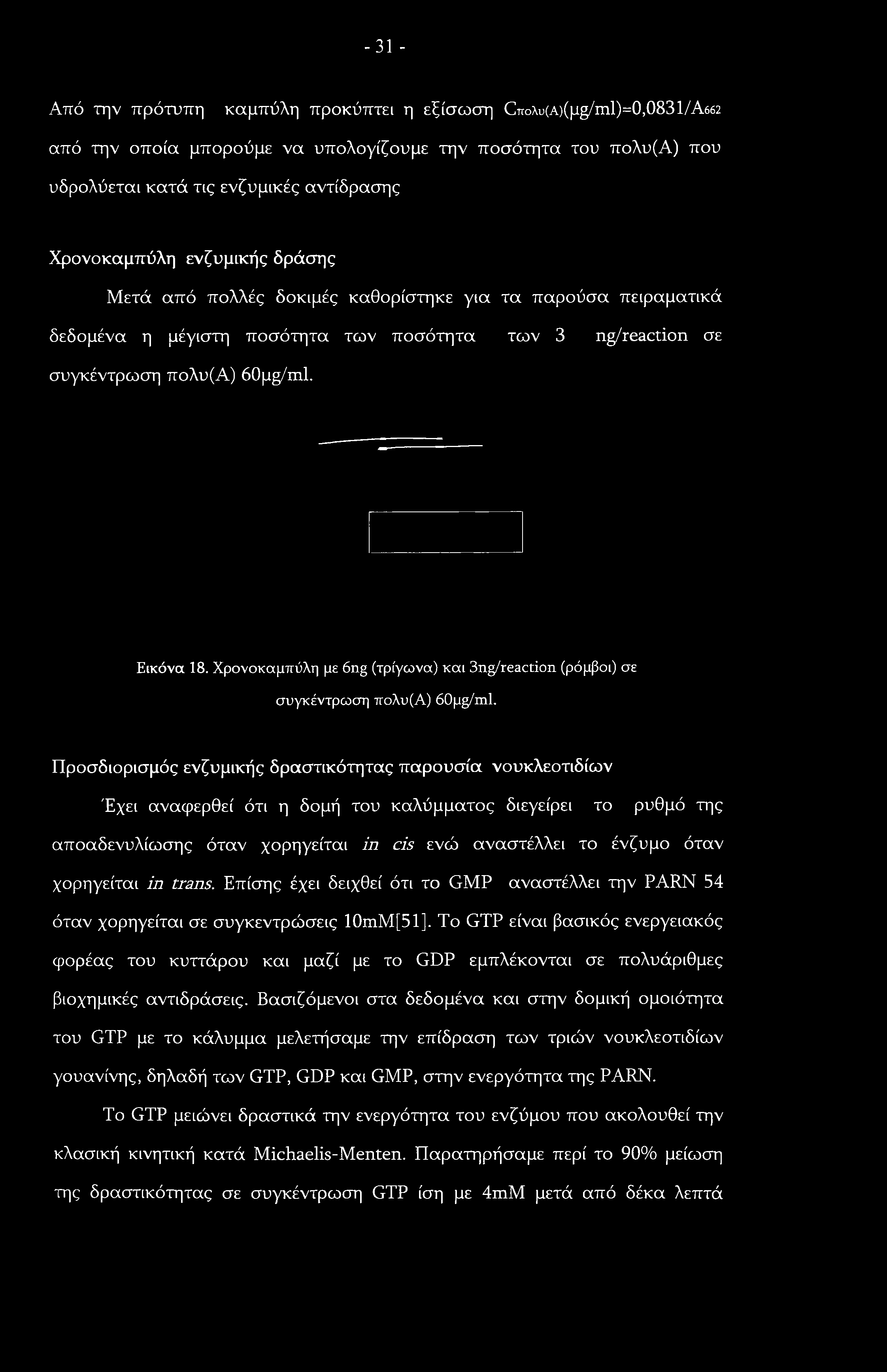 -31 - Από την πρότυπη καμπύλη προκύπτει η εξίσωση CKoXu(A)(pg/ml)=0,0831/A662 από την οποία μπορούμε να υπολογίζουμε την ποσότητα του πολυ(α) που υδρολύεται κατά τις ενζυμικές αντίδρασης Χρονοκαμπύλη