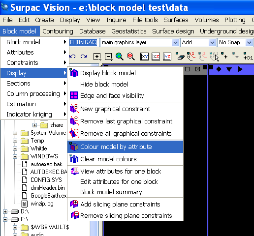 Δημιουργία Block Model Προβολή μοντέλου με χρωματική διαβάθμιση των blocks Εντολή block model