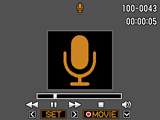 Untuk memain semula rakaman audio 1. Dalam mod MAIN, gunakan [4] dan [6] untuk memaparkan fail Rakaman Suara yang ingin anda mainkan. ` dipaparkan sebagai ganti imej untuk fail Rakaman Suara. 2.