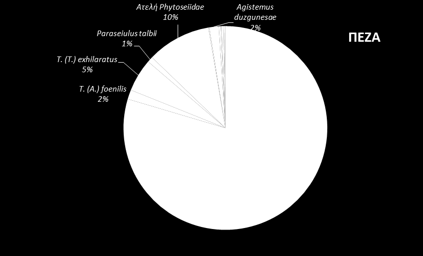 Είδη αρπακτικών ακάρεων ελαιώνων SAGE 10 Οικογένεια Είδος ΜΕΡΑΜ ΒΕΛΛΟ ΠΕΖΑ Τιτλος 2 Phytoseiidae T. (A.) athenas + + T. (A.) foenilis + + T (T.