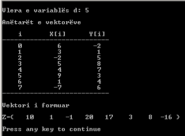 Funksionet 335 return; else Z[i]=3*X[i]+d; Z[i]=X[i]-2*Y[i]; Këtu, brenda kllapave të titullit të nënprogramit, përveç dy vektorëve anëtarët e të cilëve shfrytëzohen gjatë përcaktimit të