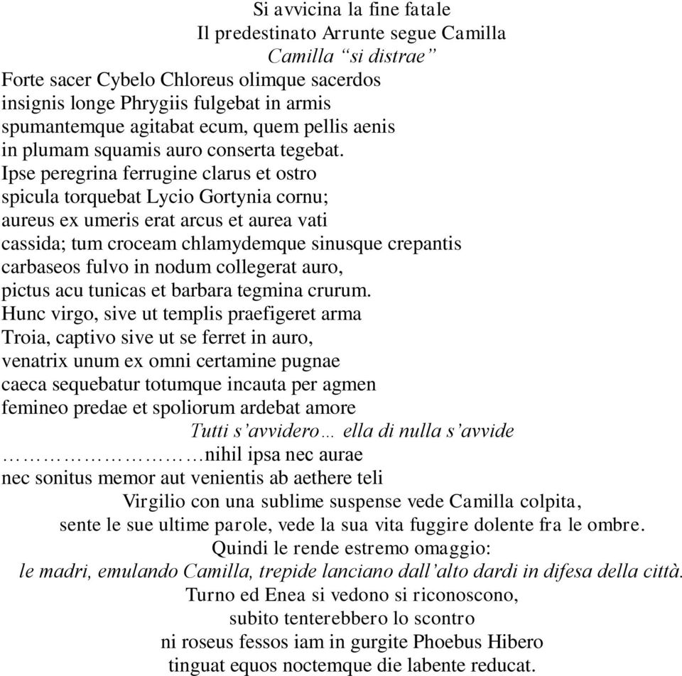 Ipse peregrina ferrugine clarus et ostro spicula torquebat Lycio Gortynia cornu; aureus ex umeris erat arcus et aurea vati cassida; tum croceam chlamydemque sinusque crepantis carbaseos fulvo in