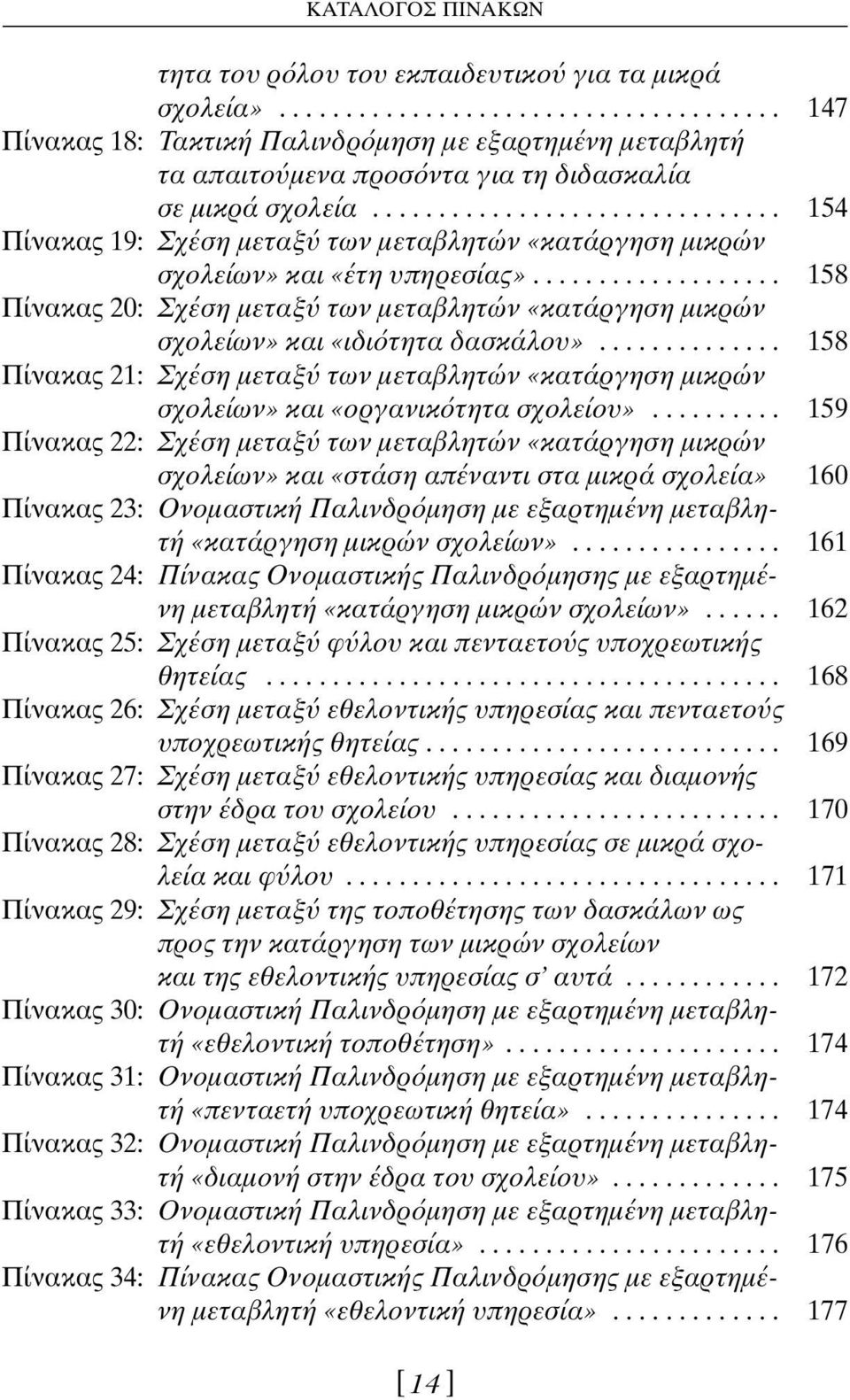 .................. 158 Πίνακας 20: Σχέση µεταξ των µεταβλητών «κατάργηση µικρών σχολείων» και «ιδι τητα δασκάλου».