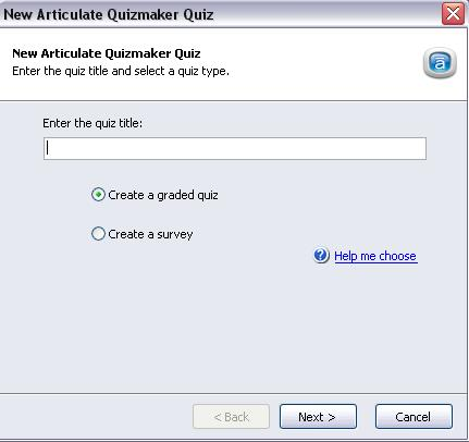 Εικόνα 3.9 Αρχικό µενού Articulate Quizmaker για τη δηµιουργία τεστ Εικόνα 3.