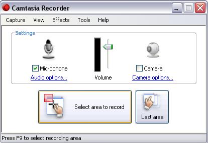 3.3.3 Ρυθµίσεις του Camtasia Recorder Το Camtasia Recorder είναι το πρόγραµµα το οποίο χρησιµοποιήθηκε για την λήψη των βίντεο παρουσιάσεων.