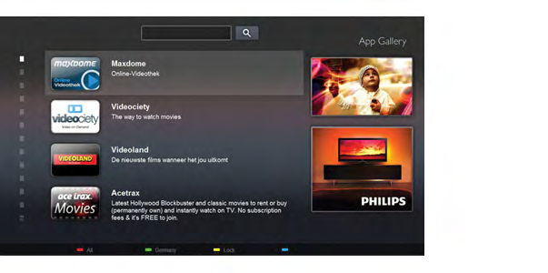 1 Περιήγηση 1.1 Smart TV Συνδέστε την τηλεόραση Smart TV της Philips µε τεχνολογία LED στο Internet και ανακαλύψτε έναν νέο κόσµο τηλεόρασης.