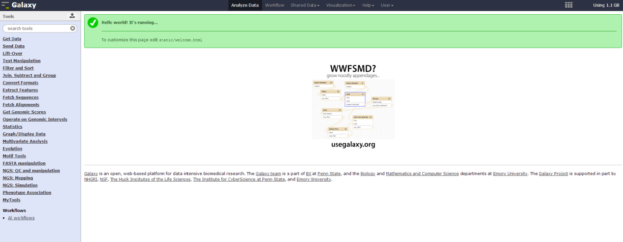 χρήστη (graphical user interface) για την πρόσβαση σε εργαλεία που αναπτύσσονται στα πλαίσια βιοπληροφορικής ανάλυσης. Εικόνα 6-9. Παράθυρο έναρξης.