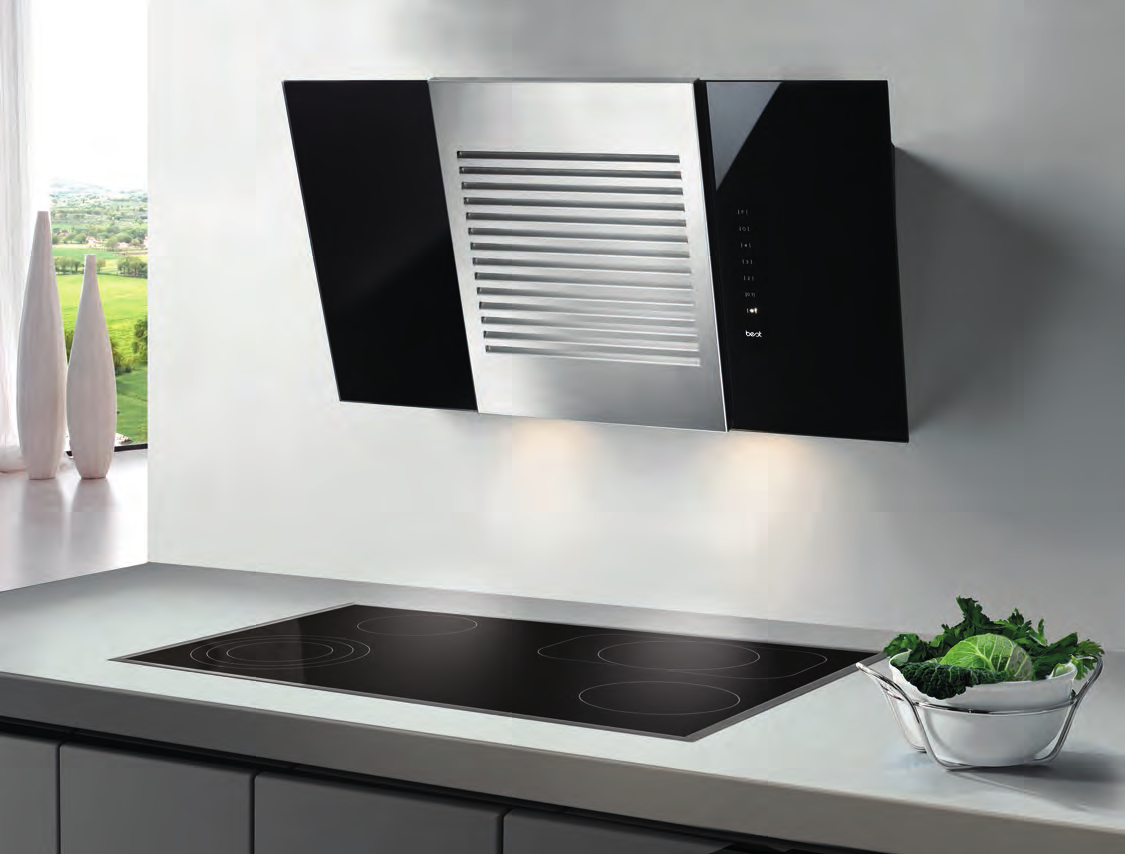 HORIZON HORIZON (επίτοιχος) 80 εκ. INOX με ΜΑΥΡΟ κρύσταλλο Securit HORI80 Φίλτρα άνθρακα, σετ 2 τεμ.