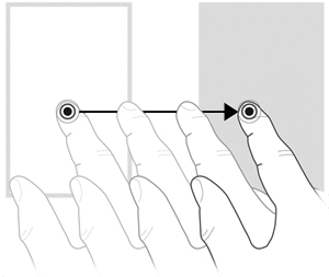 Μεταφορά Πιέστε το δάχτυλό σας σε ένα στοιχείο στην οθόνη και σύρετε το δάχτυλο για να μετακινήσετε το στοιχείο σε νέα θέση.