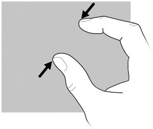 Πραγματοποιήστε μεγέθυνση κρατώντας ενωμένα δύο δάχτυλα πάνω στην οθόνη και, στη συνέχεια, χωρίστε τα δάχτυλα για να αυξήσετε το μέγεθος ενός αντικειμένου.