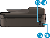 Πίσω πλευρά του HP Officejet 4630 series 13 Θύρα φαξ (2-EXT) 14 Θύρα