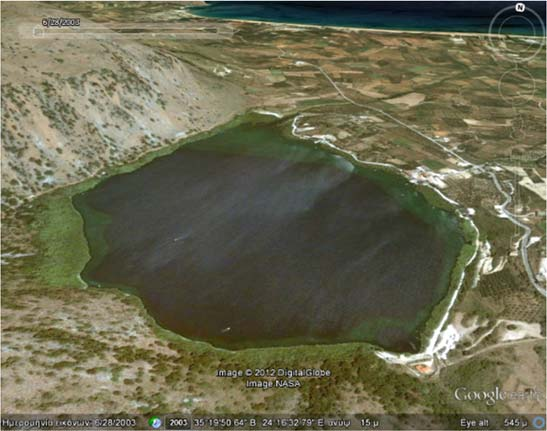 Κεφάλαιο 3 Μεθοδολογία Τέλος μία εικόνα Google earth (Εικόνα 3.50) θα μπορούσε να προσφέρει επιπλέον πληροφορία για το υπο εξέταση αντικείμενο. Τα στοιχεία αυτά συγκεντρώνονται στον Πίνακα 3.