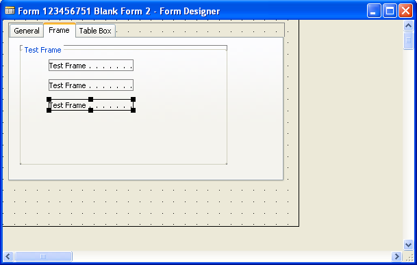 Δικόνα 4.4.10: Controls ζε Frame ηα επφκελα βήκαηα ζα πξνζζέζνπκε TableBox Control ζηελ παξαπάλσ θφξκα. Έλα tablebox control είλαη έλα container control πνπ πεξηιακβάλεη ζπλδεδεκέλα controls.