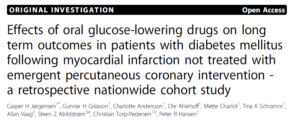 Παλαιότερες μελέτες Επιδημιολογικές μελέτες παρατήρησης Δανία Όλοι οι ασθενείς με διαβήτη που υπέστησαν έμφραγμα μυοκαρδίου 1997-2006 και έλαβαν αντιδιαβητικά φάρμακα