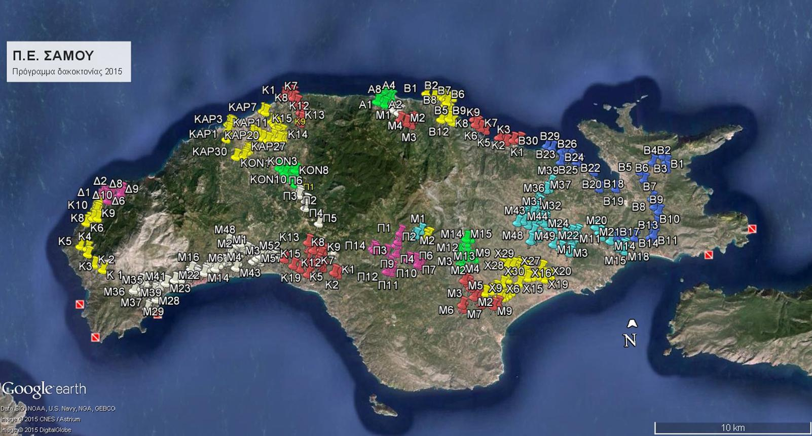 Στην καταγραφή θέσεων παγίδων και πορειών μηχανοκίνητων ψεκαστικών μέσων θεωρούμε ότι πρέπει να εφαρμοστεί το παγκόσμιο γεωδαιτικό σύστημα